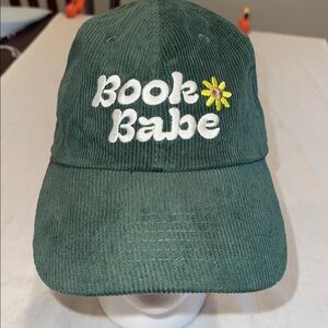 Book Babe Out of Print corduroy Dark Green Baseball Cap for Book Lovers OSFM